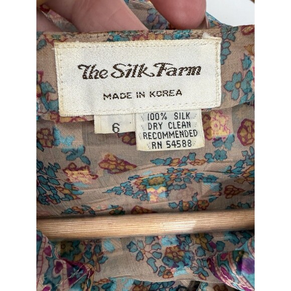 Vintage Womens The Silk Farm Blouse 100% Silk Ruffle Neck Sheer Size 6 Excellent - Picture 9 of 9